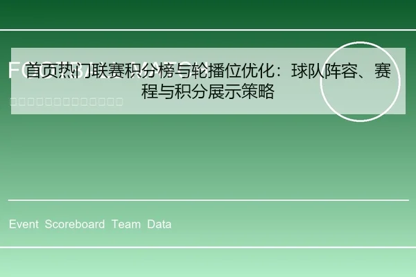 首页热门联赛积分榜与轮播位优化：球队阵容、赛程与积分展示策略